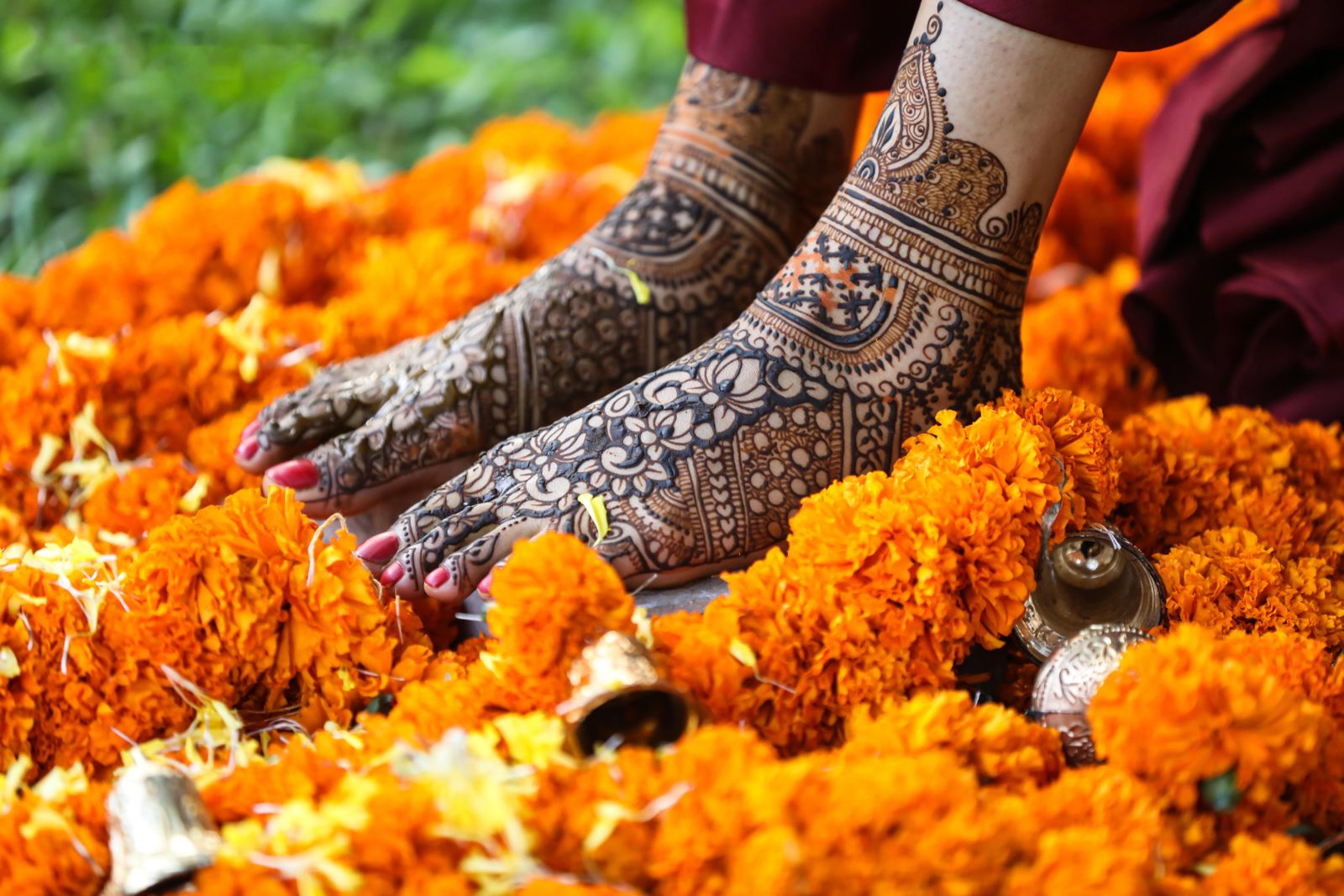 Traditional mandap and floral decor prepared for an Indian wedding ritual